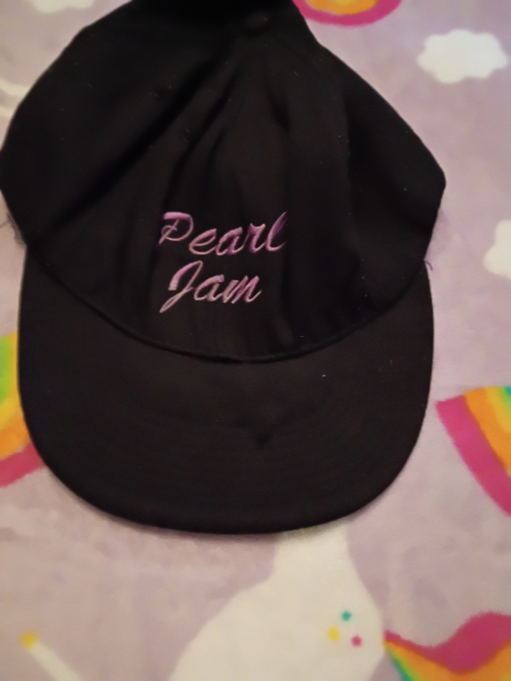 Rare Vintage 90s Grunge Pearl Jam Black Hat With Purple Text